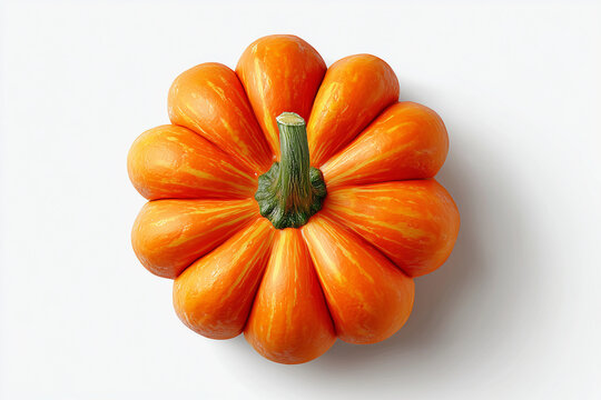 Realistic orange pumpkin top view on white - Powered by Adobe