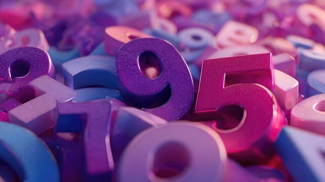 3D numbers in vibrant purples and pinks
