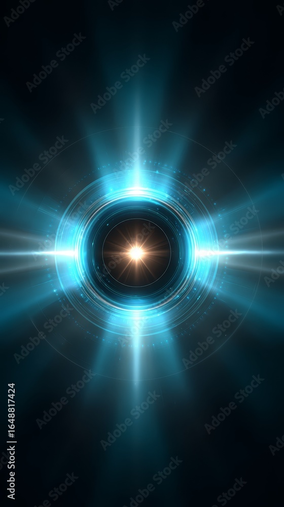 Aufkleber abstract blue light burst effect on a dark black background creating a vibrant and energetic visual 