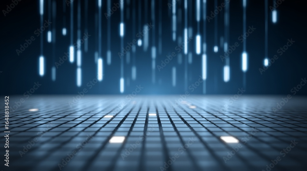 Poster futuristic digital landscape with glowing neon lines and interconnected data points an abstract tech