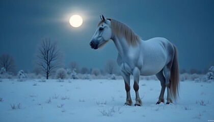 Moonlit Snow and the Quiet Majesty of the Horse