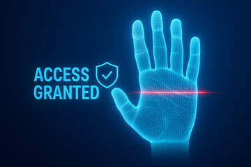 Obraz premium Biometric Access Granted with Fingerprint Scan for Security Systems