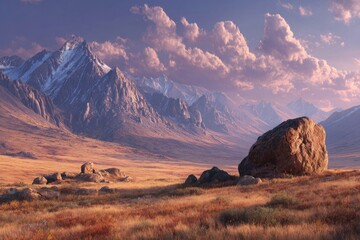 Landscape with Mountains and Cloudy Sky