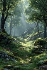 Sunlit Forest Path