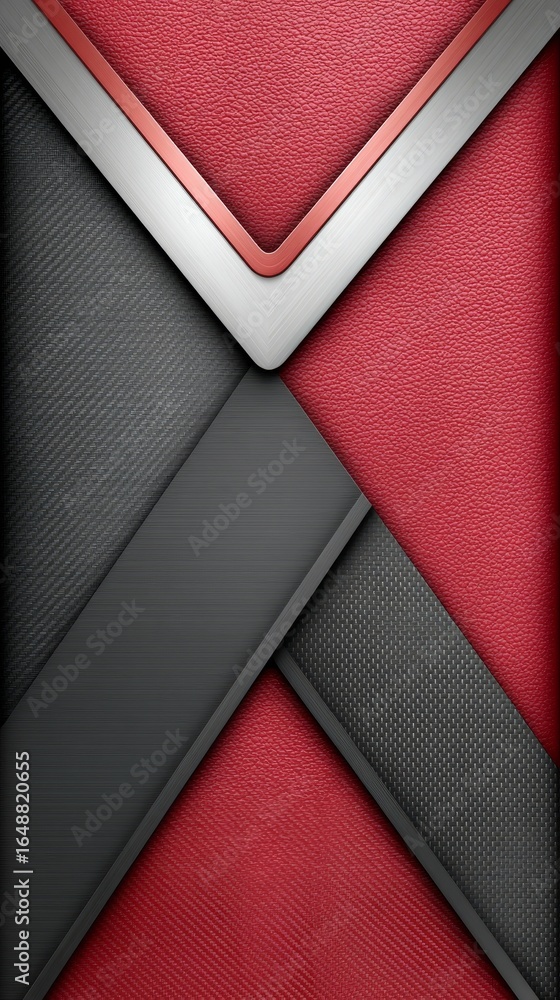 Poster an abstract background composition featuring a dramatic red and black color scheme with a shiny meta