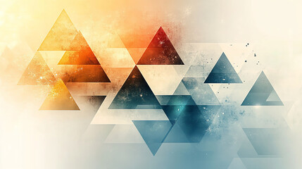 Abstract geometric triangles in warm and cool tones