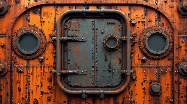 A rusty, aged wall, reminiscent of Victorian-era machinery, served as the backdrop for a captivating steampunk texture design, where gears and intricate metal parts seemed to pulse with an inner 