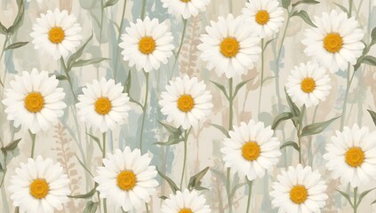 Fototapeta premium Cutest daisy flower background seamless pastel texture