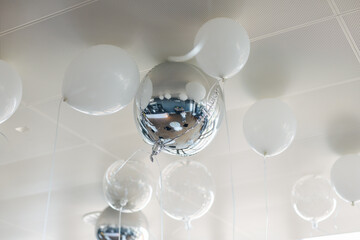 White and Silver Balloons for Elegant Party Decoration