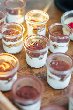Mini Tiramisu Desserts in Glass Cups &ndash; Elegant Catering Presentation