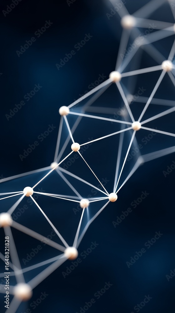 Poster abstract visualization of a glowing white network with interconnected lines and nodes on a dark back