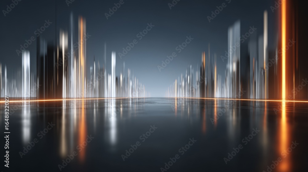 Aufkleber vibrant and dynamic abstract cityscape background with a surreal reflection of the urban skyline per