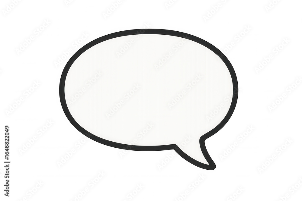 Poster speech bubble blank, white with dark border, hovering against transparent backdrop for personalized 