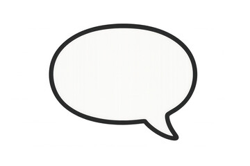 Speech bubble blank, white with dark border, hovering against transparent backdrop for personalized messaging
