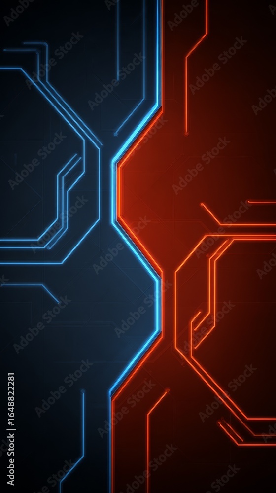 Poster abstract futuristic technology background featuring a dynamic network of glowing lines and interconn