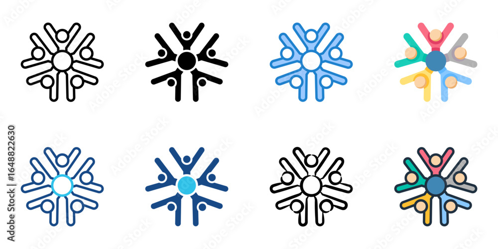 Poster diversity circle icon set multiple style collection