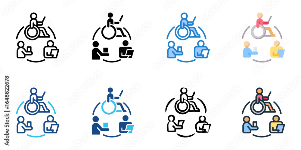 Poster inclusive workforce icon set multiple style collection