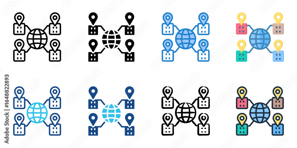 Poster multinational cooperation icon set multiple style collection