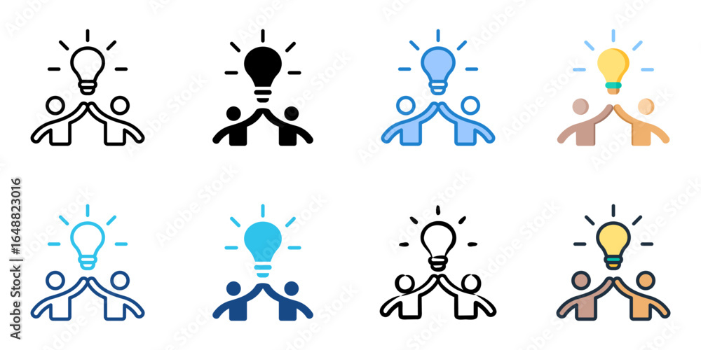 Poster collaborative innovation icon set multiple style collection