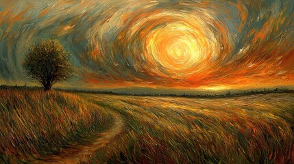 A swirling canvas of vibrant hues, where digital brushstrokes painted a dynamic landscape bathed in a warm, ethereal glow, inviting contemplation and imagination 
