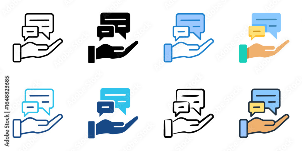 Poster open communication icon set multiple style collection