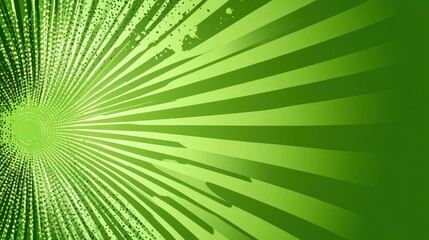 Obraz premium Radiant Green Sunburst with Grunge Splatter and Halftone Dots