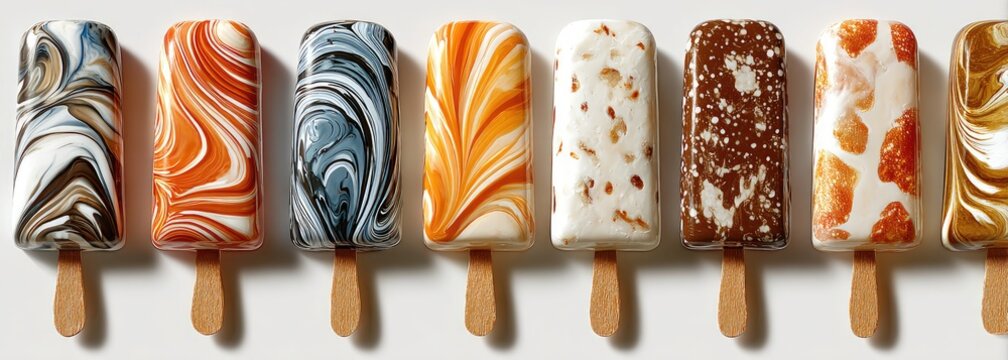 Colorful marbled popsicles