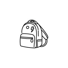 Fototapeta premium School Backpack Line Art Icon – Hand-Drawn Student Bag, Education Outline Vector