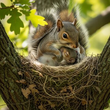 squirrel in its nest