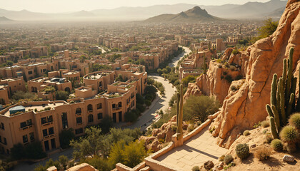 Obraz premium Residential Buildings and Desert Landscape Aerial View