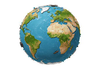 Fototapeta premium Global Perspective: Low-Poly Earth Model isolated on transparent background