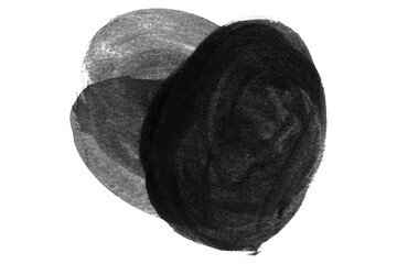 Black watercolor circle pattern isolated on transparent background