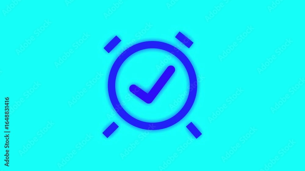 Aufkleber technology clock icon with cheek mark icon animation. alarm sign with tick mark on green background 