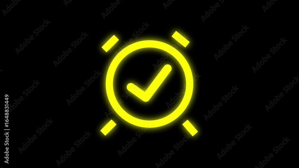 Aufkleber technology clock icon with cheek mark icon animation . alarm sign with tick mark .
