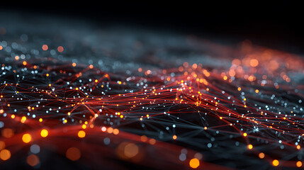 Abstract network connection technology background with glowing dots and lines design concept 3d rendering