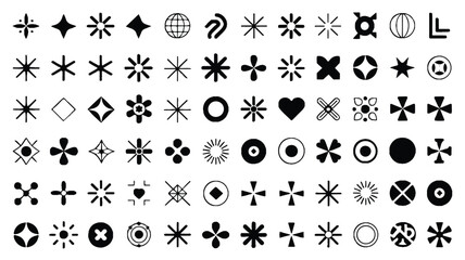 Collection of Abstract Geometric Shapes and Symbols for Design Projects Black and White Vector Assortment Simple and Clean Aesthetic for Modern Graphic Applications