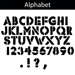 alphabet, font alphabet, letters, numbers, punctuation, punctuation marks, vector