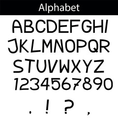 alphabet, font alphabet, letters, numbers, punctuation, punctuation marks, vector