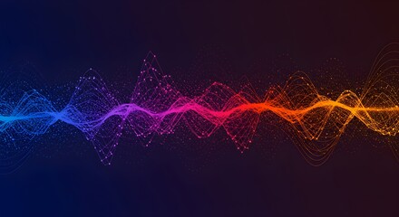 Abstract digital sound wave illustration with vibrant colors, representing audio frequency and data visualization.