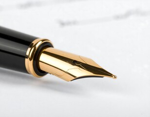 Fototapeta premium Close-up of fountain pen nib on paper