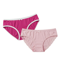 Two Pairs of Women's Underwear Isolated on Transparent Background: Pink and Fuchsia Panties