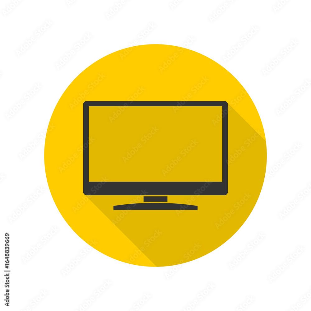 Poster Computer PC monitor web with long shadow icon isolated on transparent background