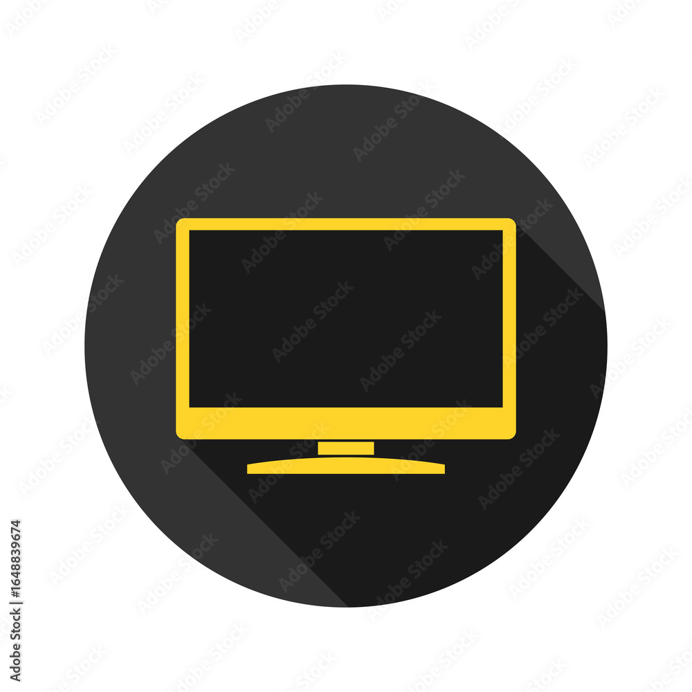 Poster computer pc monitor web with long shadow icon isolated on transparent background