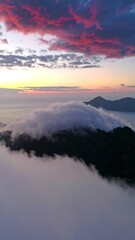 Fototapeta premium Misty mountain sunrise panorama