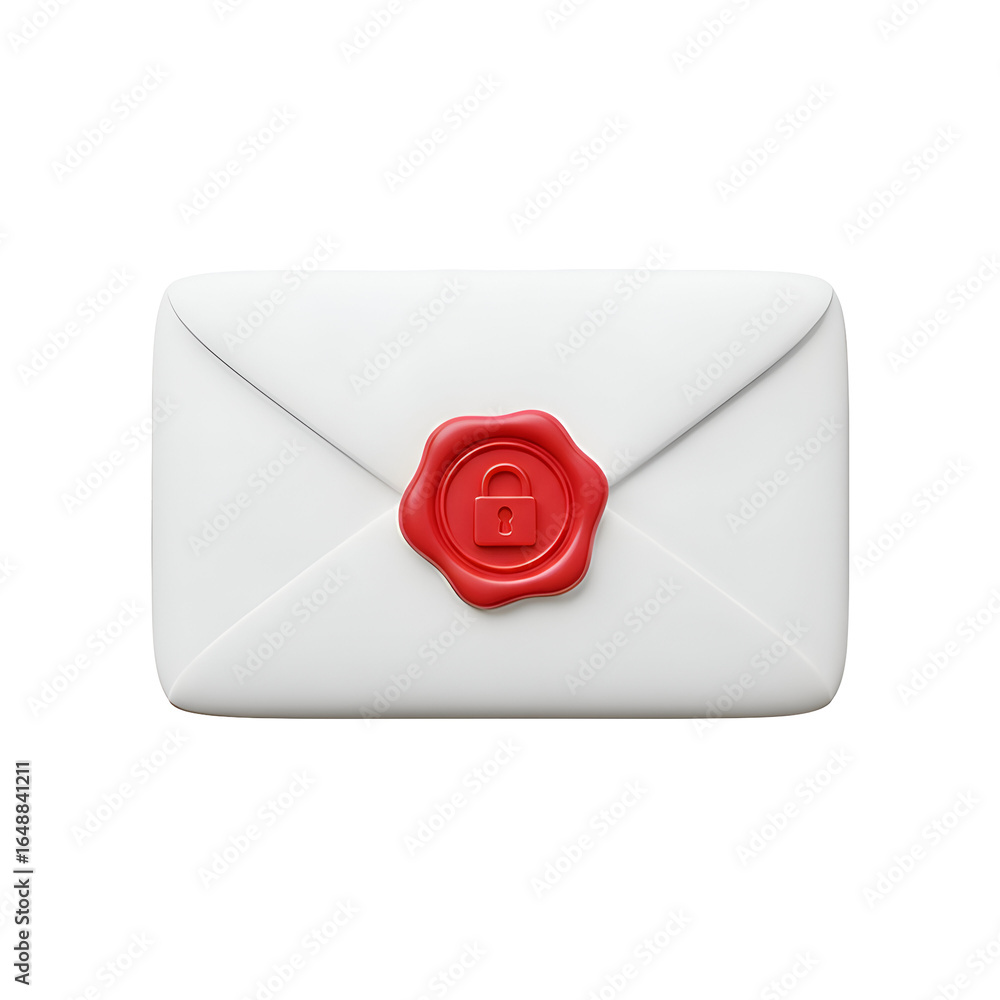 Poster secure digital communication: envelope sealed with padlock for data protection