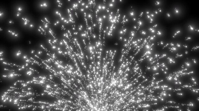 噴出花火のような火花のループ背景 グレースケール