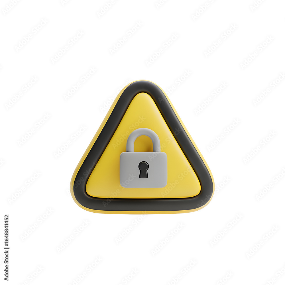 Poster warning sign with padlock illustration symbolizing data protection and online security, ideal for we