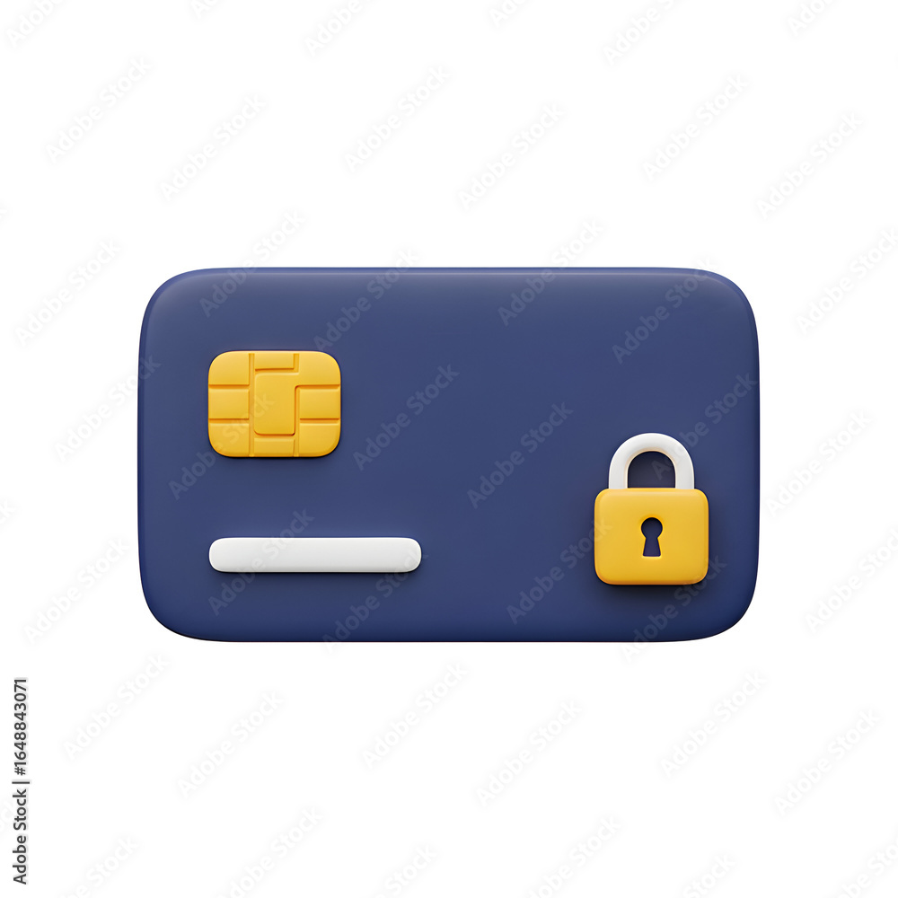 Aufkleber secure payment: credit card with lock symbolizing financial security and data privacy (3d render)