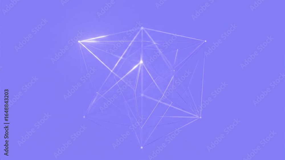 Aufkleber abstract white wireframe cube 3d rendered against a soft purple background featuring geometric shape