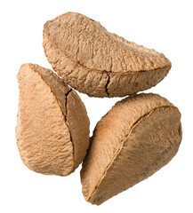 In-sell Brazil nut isolated on the white background, top view.